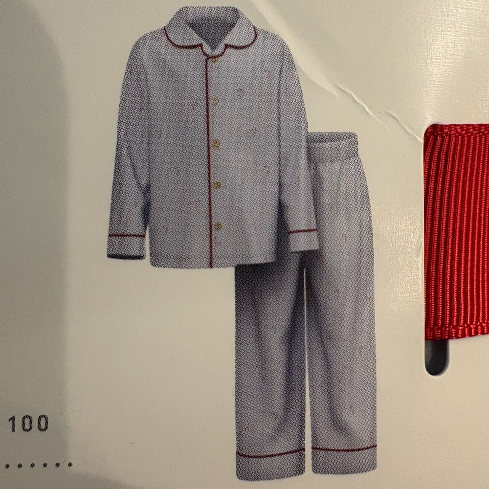 cloud island Light Gray Pajama Set with Red Piping